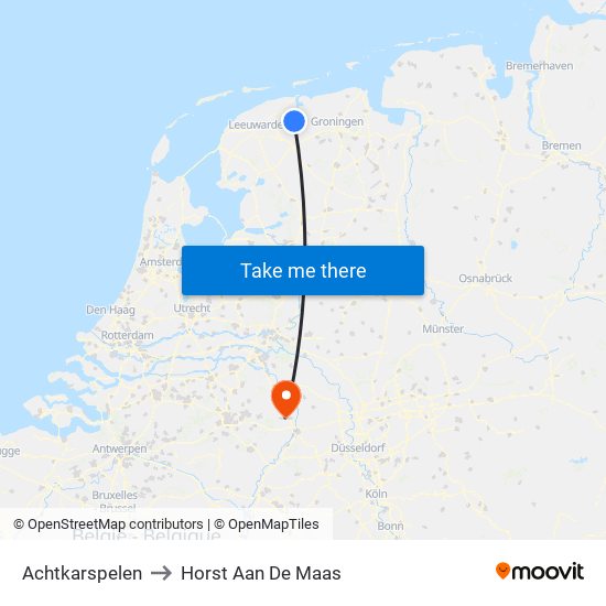 Achtkarspelen to Horst Aan De Maas map