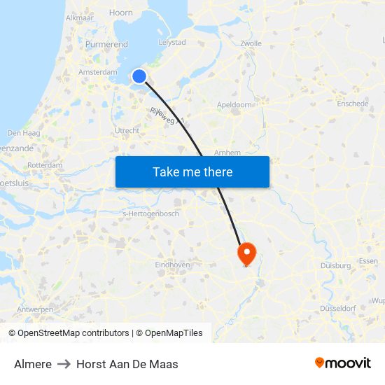 Almere to Horst Aan De Maas map