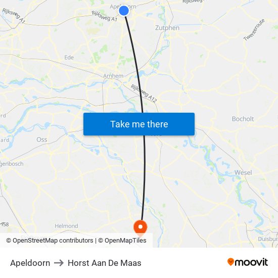 Apeldoorn to Horst Aan De Maas map