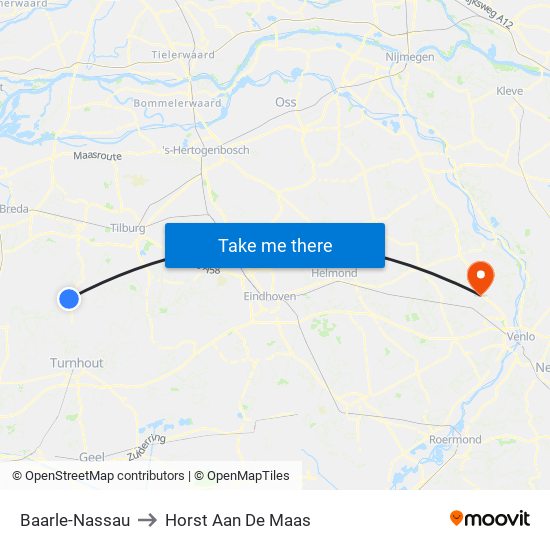 Baarle-Nassau to Horst Aan De Maas map