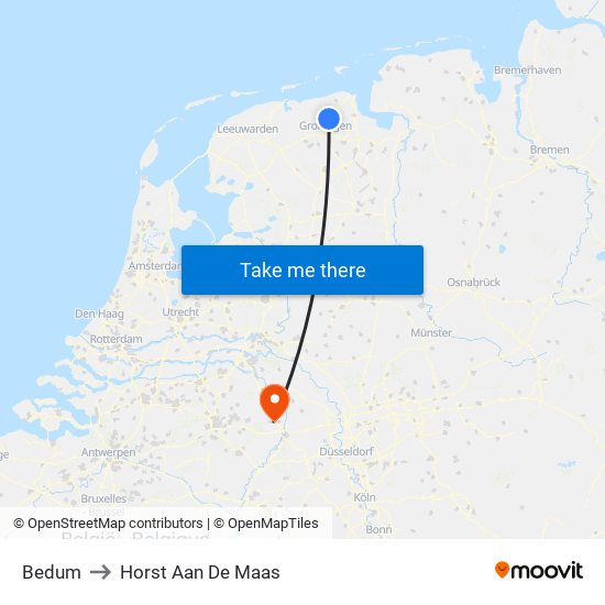 Bedum to Horst Aan De Maas map