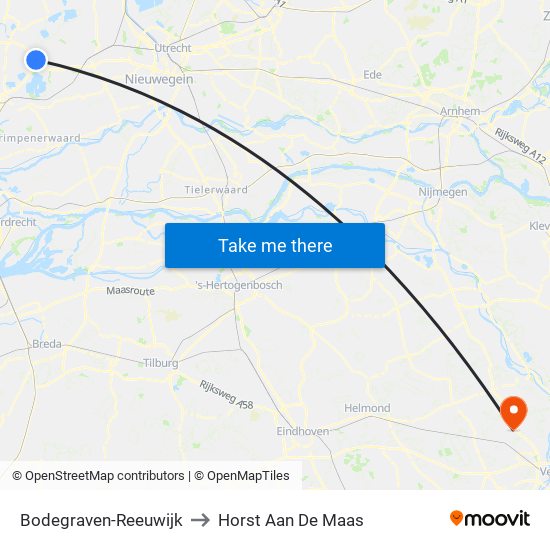 Bodegraven-Reeuwijk to Horst Aan De Maas map