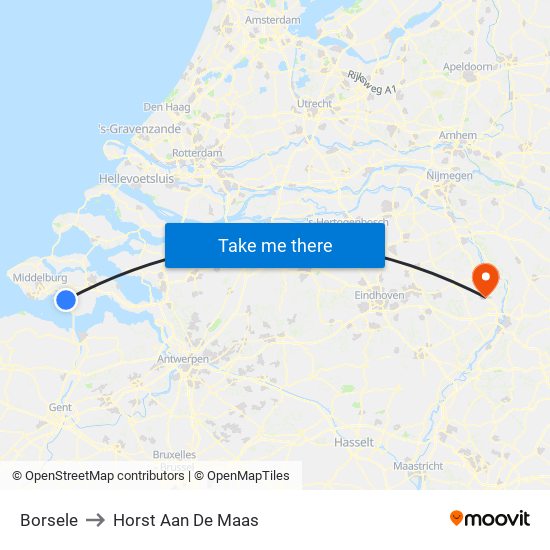 Borsele to Horst Aan De Maas map