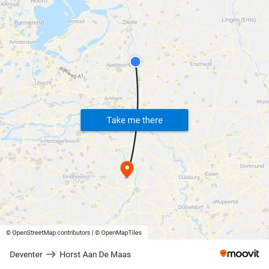 Deventer to Horst Aan De Maas map