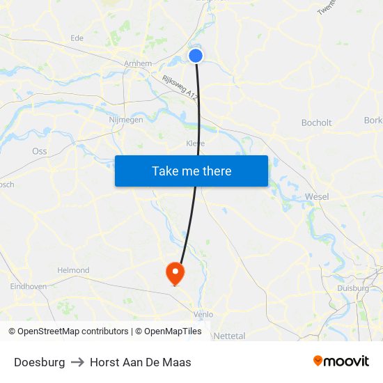 Doesburg to Horst Aan De Maas map