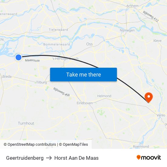 Geertruidenberg to Horst Aan De Maas map