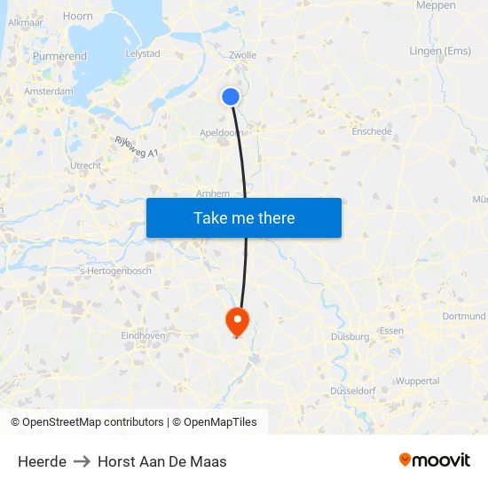 Heerde to Horst Aan De Maas map