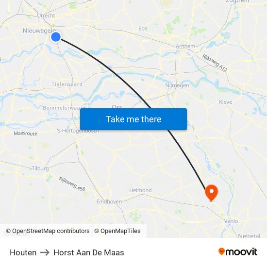 Houten to Horst Aan De Maas map