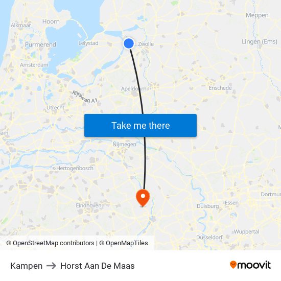 Kampen to Horst Aan De Maas map
