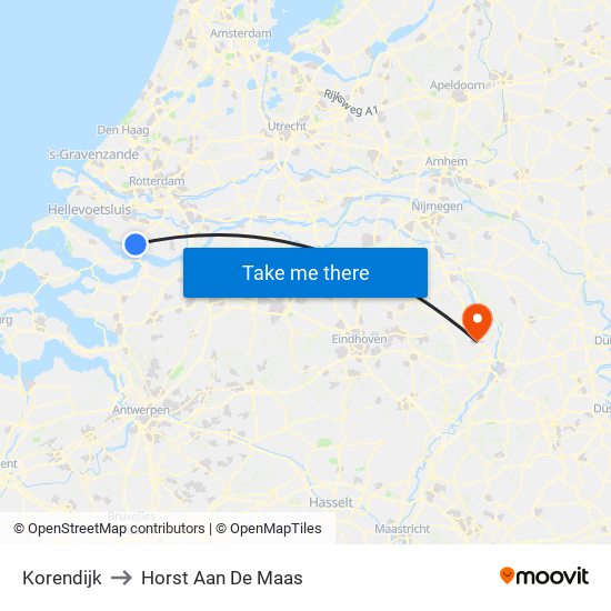 Korendijk to Horst Aan De Maas map