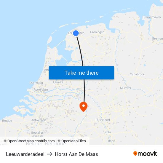 Leeuwarderadeel to Horst Aan De Maas map