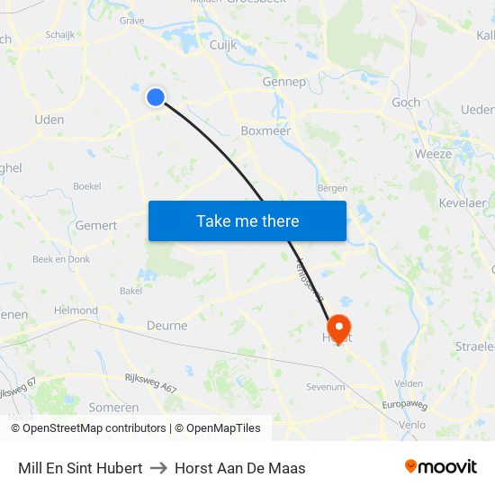 Mill En Sint Hubert to Horst Aan De Maas map