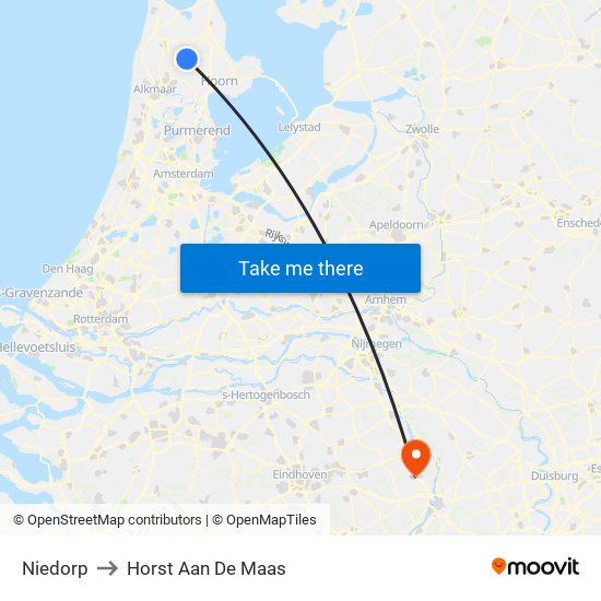 Niedorp to Horst Aan De Maas map