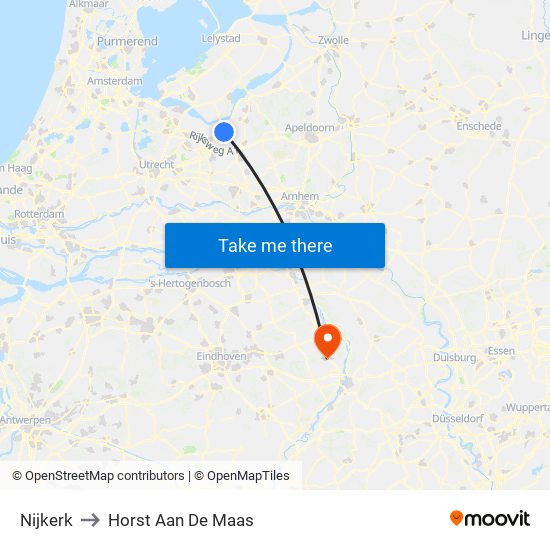 Nijkerk to Horst Aan De Maas map