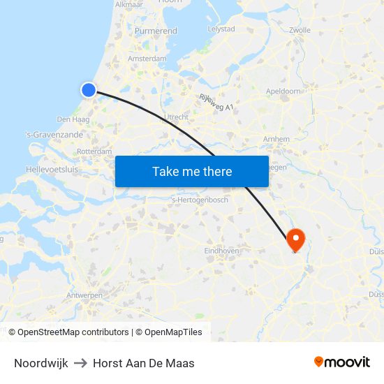 Noordwijk to Horst Aan De Maas map