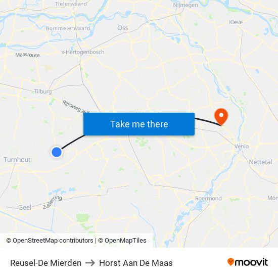 Reusel-De Mierden to Horst Aan De Maas map