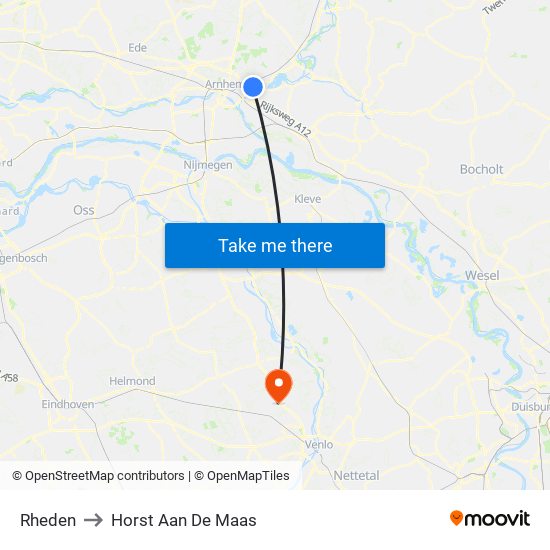 Rheden to Horst Aan De Maas map