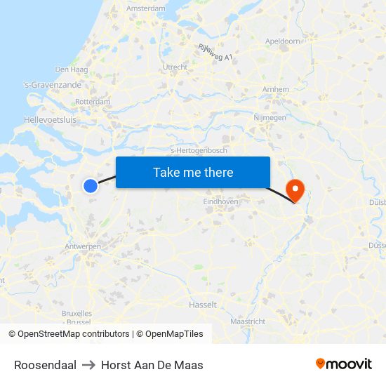 Roosendaal to Horst Aan De Maas map