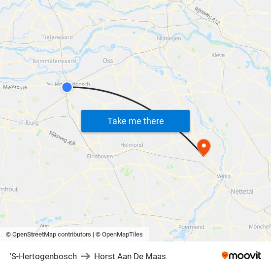 'S-Hertogenbosch to Horst Aan De Maas map