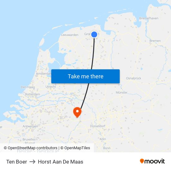 Ten Boer to Horst Aan De Maas map