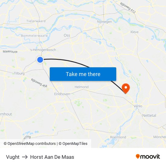 Vught to Horst Aan De Maas map