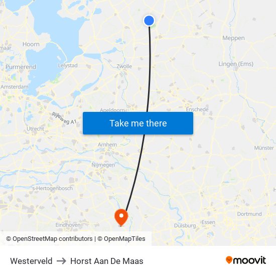 Westerveld to Horst Aan De Maas map