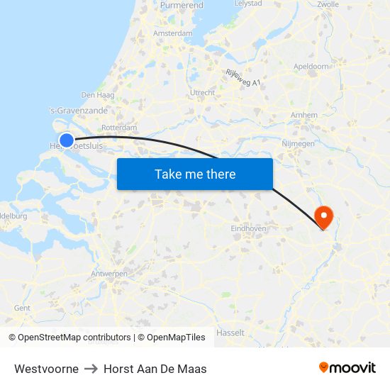 Westvoorne to Horst Aan De Maas map