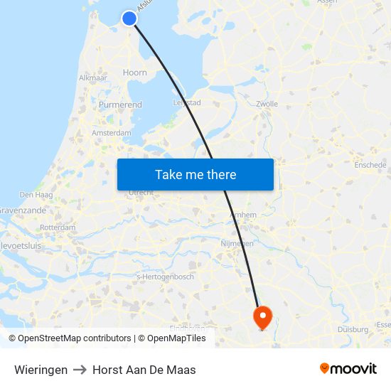 Wieringen to Horst Aan De Maas map