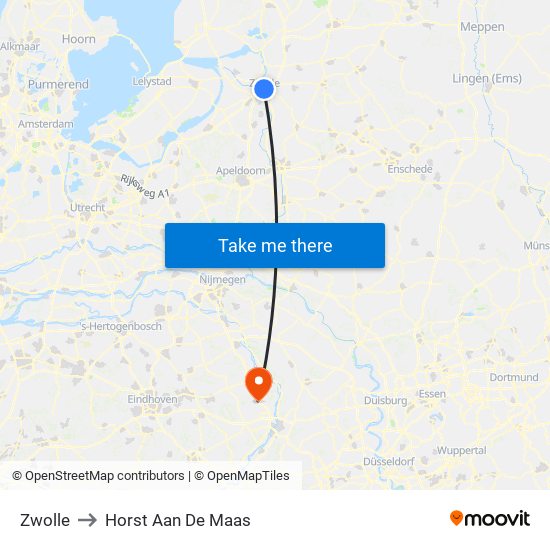 Zwolle to Horst Aan De Maas map