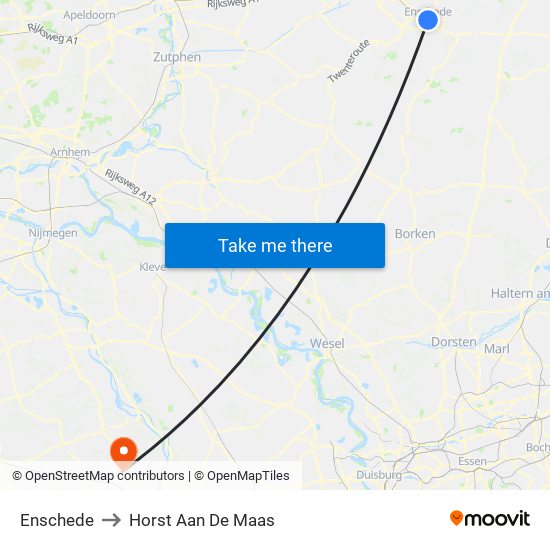 Enschede to Horst Aan De Maas map