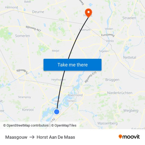 Maasgouw to Horst Aan De Maas map