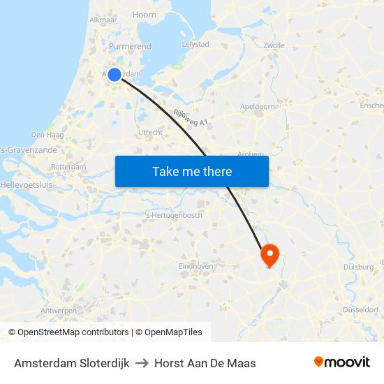 Amsterdam Sloterdijk to Horst Aan De Maas map