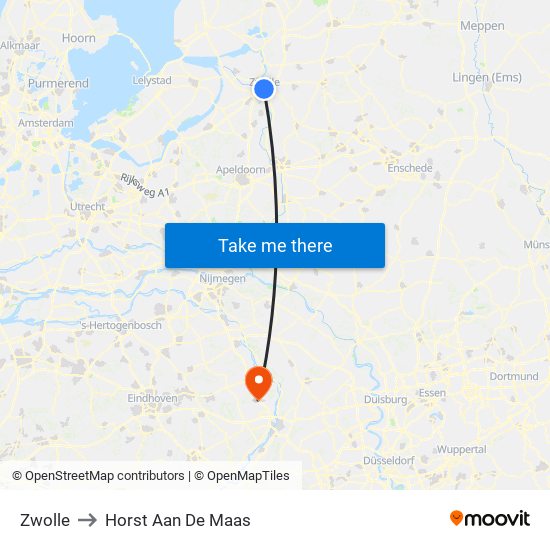 Zwolle to Horst Aan De Maas map