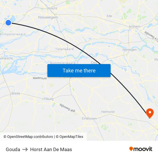 Gouda to Horst Aan De Maas map
