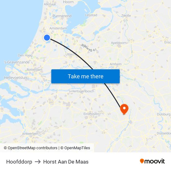 Hoofddorp to Horst Aan De Maas map