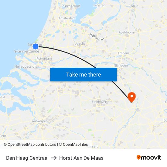 Den Haag Centraal to Horst Aan De Maas map