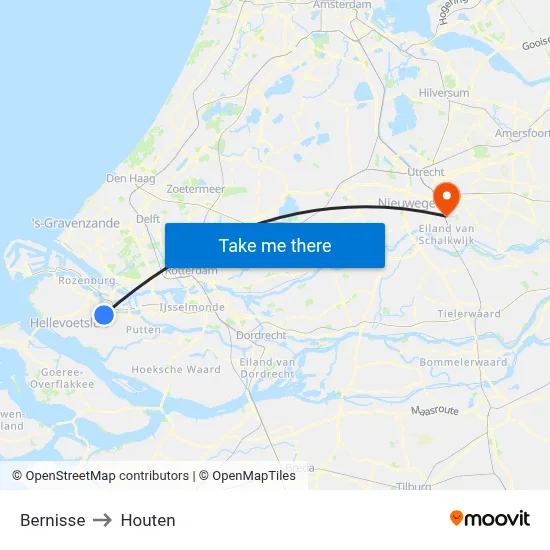Bernisse to Houten map