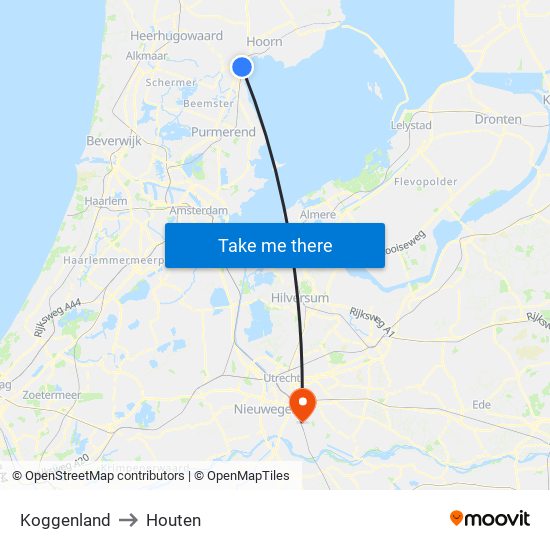 Koggenland to Houten map