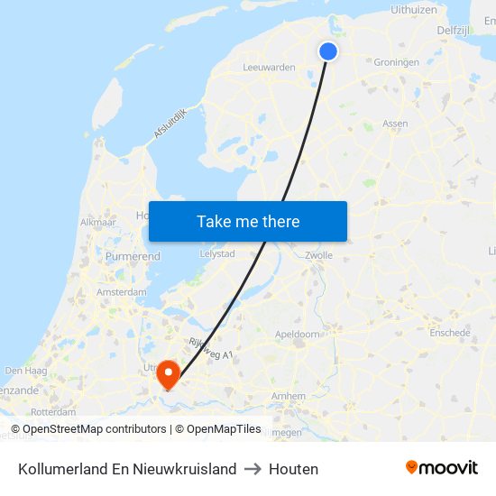 Kollumerland En Nieuwkruisland to Houten map