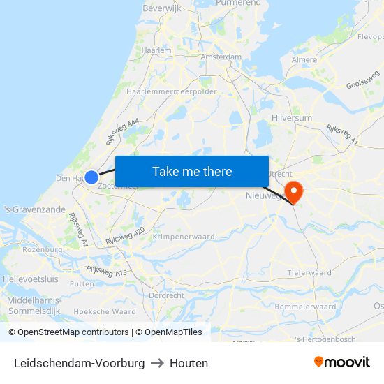 Leidschendam-Voorburg to Houten map