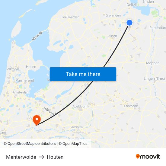 Menterwolde to Houten map