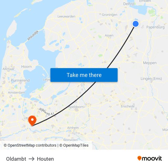 Oldambt to Houten map