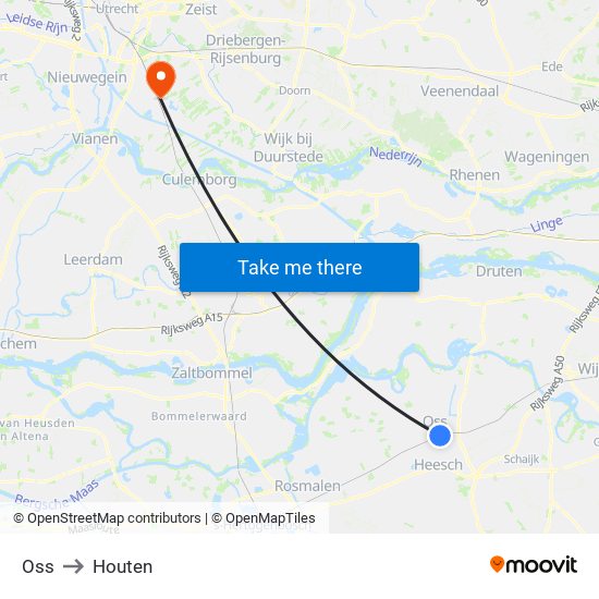 Oss to Houten map