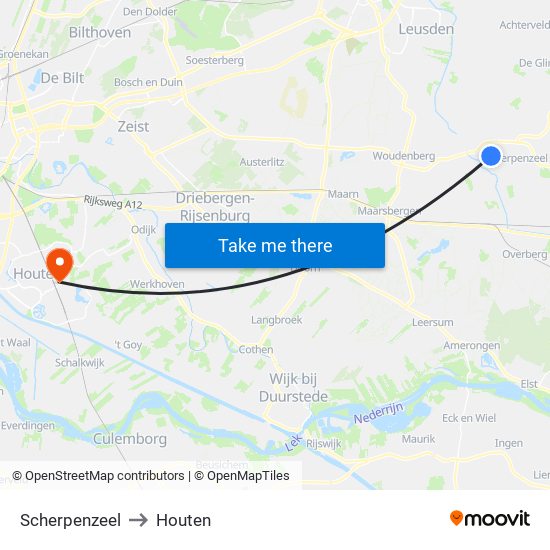 Scherpenzeel to Houten map