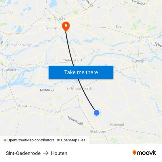 Sint-Oedenrode to Houten map