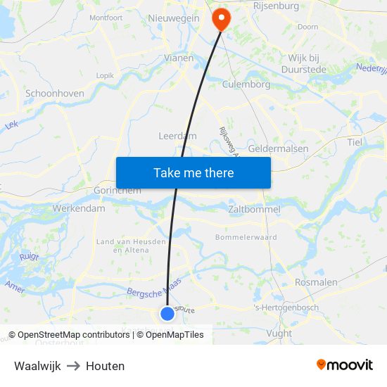 Waalwijk to Houten map