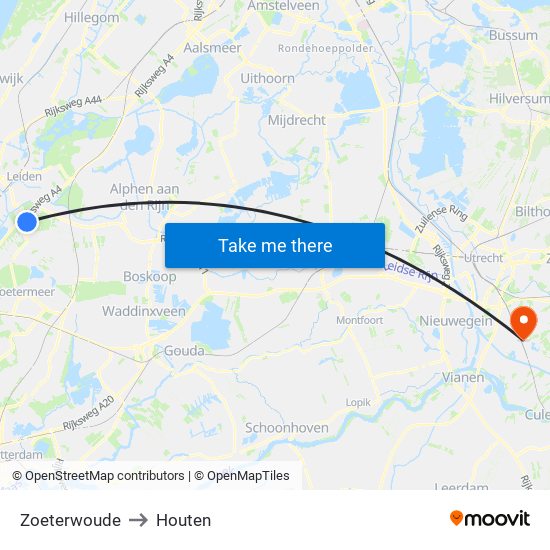 Zoeterwoude to Houten map