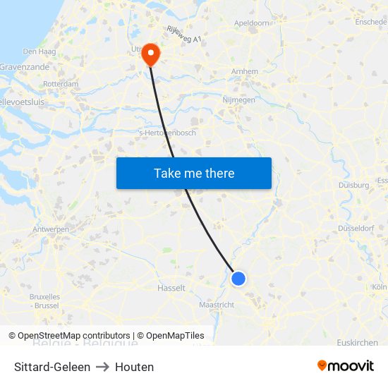 Sittard-Geleen to Houten map