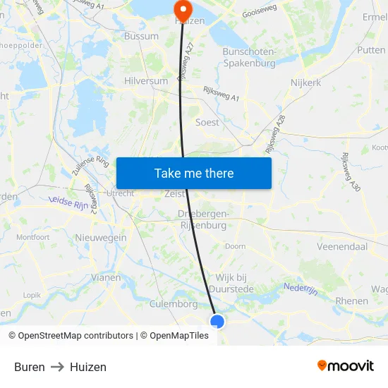 Buren to Huizen map