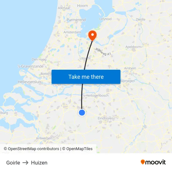 Goirle to Huizen map